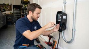 electrician-installing-ev-charger-eclectric-vehicles-sunrise